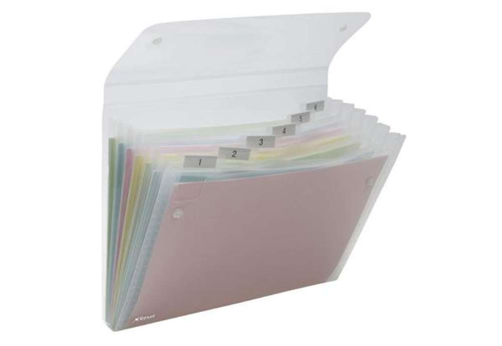 Immagine di Portadocumenti a soffietto Ice - 6 tasche - 22 x 30 cm - PP - trasparente - Rexel