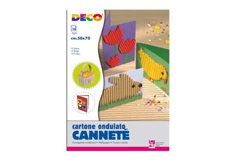 Immagine di Cartoncino ondulato Cannetè 2205 - 50 x 70 cm - 230 gr - colori assortiti - DECO - conf. 10 fogli
