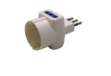 Immagine di Adattatore triplo con spina 2P+T 10A - 2 prese 10A + 1 Schuko - MKC