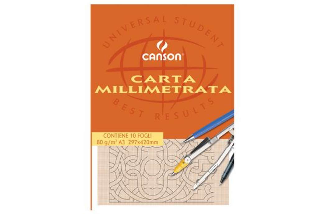 Immagine di Blocco carta opaca millimetrata - A3 - 10 fogli - 80gr - Canson