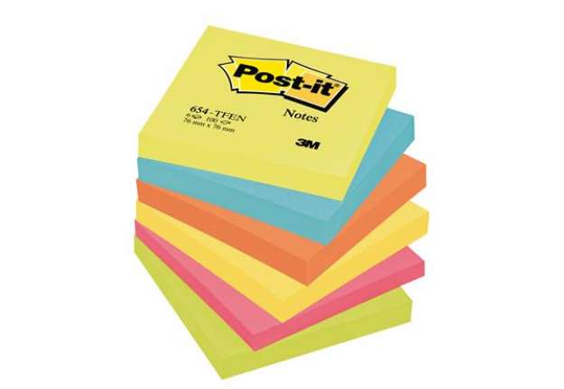 Immagine di Blocco foglietti Colori Energy - 654-TFEN - 76 x 76 mm - 72 gr - colori assortiti - 100 fogli - Post