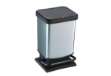 Immagine di Pattumiera a pedale Paso - 29x27x46 cm - 20 L - PPL metallizzato - nero/argento - Rotho