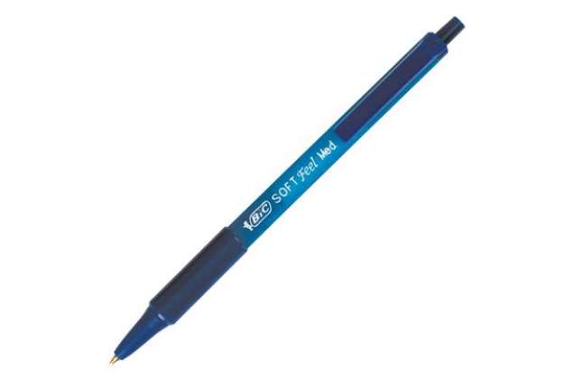 Immagine di Penne a sfera a scatto Soft Feel - punta 1,0mm - blu - Bic - conf. 12 pezzi