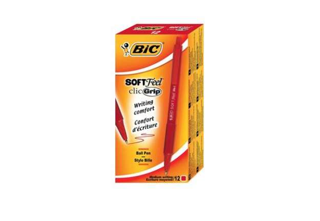 Immagine di Penne a sfera a scatto Soft Feel  - punta 1,0mm - rosso - Bic - conf. 12 pezzi