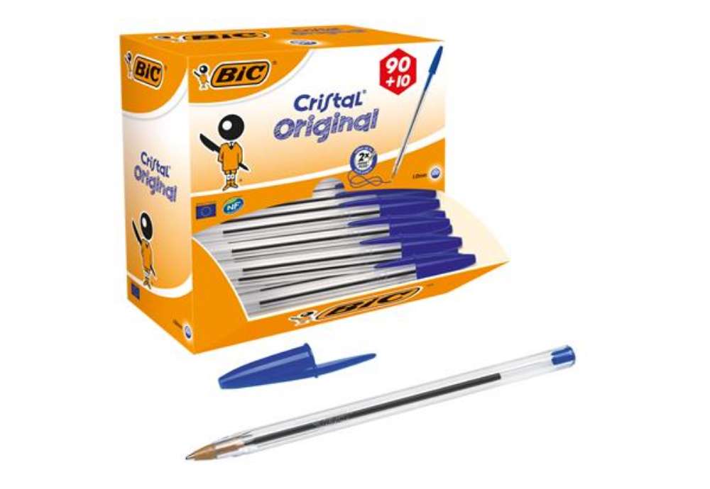 Immagine di Penna a sfera Cristal - punta media 1,0mm - blu  - Bic - conf. 90+10 pezzi