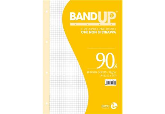 Immagine di Ricambi BandUp forati rinforzati - A4 - quadretto 5mm - 40 fogli - 90gr - BM