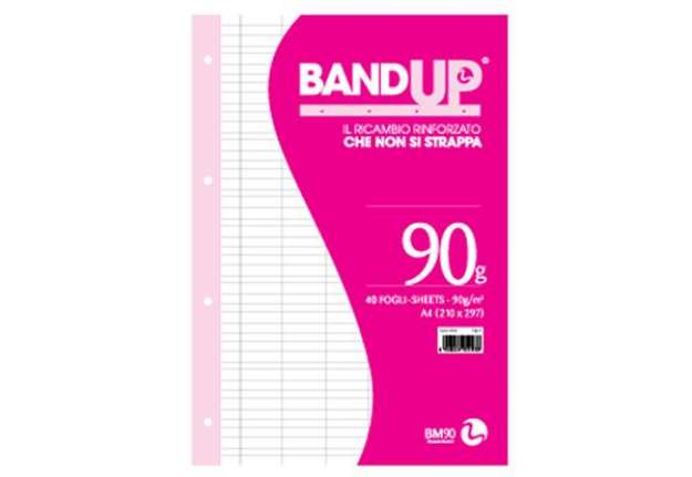 Immagine di Ricambi BandUp forati rinforzati - A4 - rigo di 1a - 40 fogli - 90gr - BM