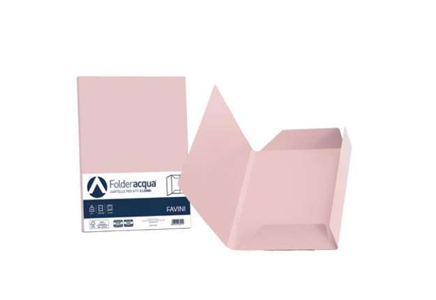 Immagine di Cartelline 3 lembi Acqua - 200 gr - 24,5x34,5 cm - rosa - Favini - conf. 25 pezzi