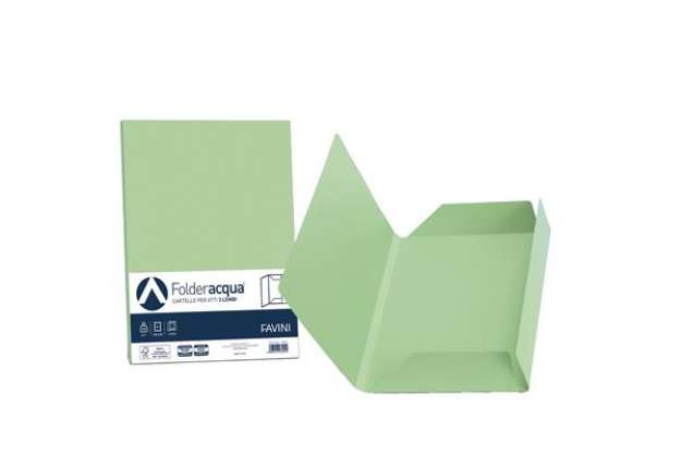 Immagine di Cartelline 3 lembi Acqua - 200 gr - 24,5x34,5 cm - verde chiaro - Favini - conf. 25 pezzi