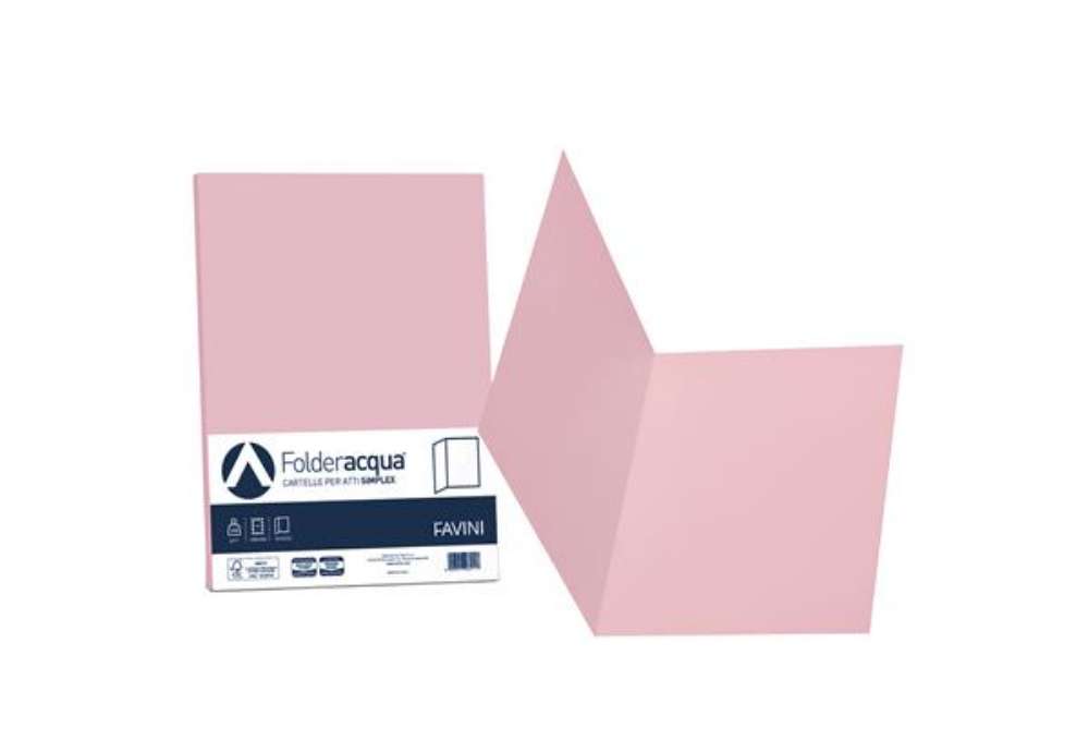 Immagine di Cartellina semplice Acqua - 200 gr - A4 - rosa - cartoncino bristol - Favini - conf. 50 pezzi
