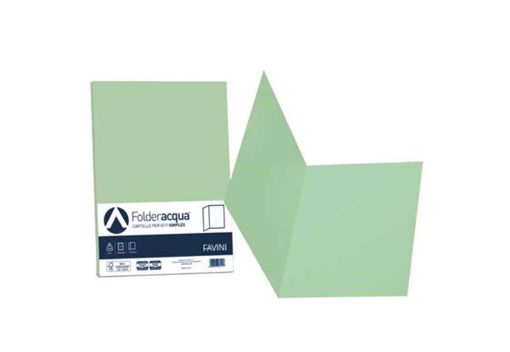 Immagine di Cartellina semplice Acqua - 200 gr - A4 - verde chiaro - cartoncino bristol - Favini - conf. 50 pezz