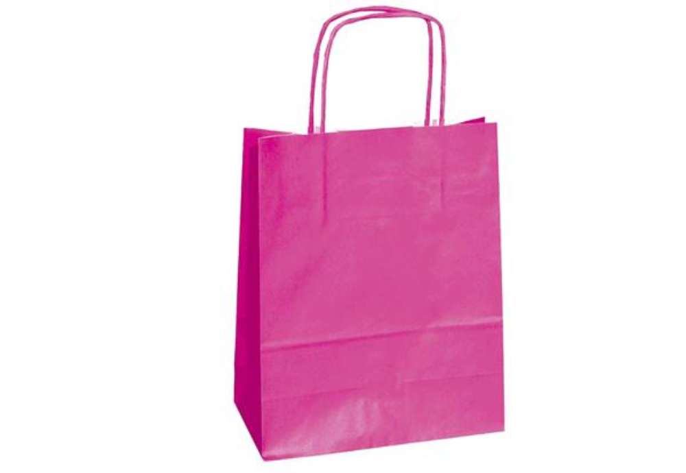 Immagine di Shopper Twisted - maniglie cordino - 22 x 10 x 29 cm - carta kraft - magenta - Mainetti Bags - conf.