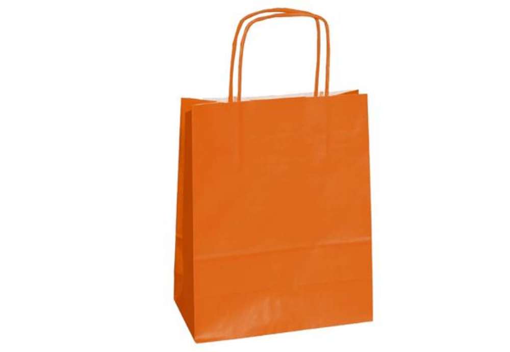 Immagine di Shopper Twisted - maniglie cordino - 26 x 11 x 35 cm - carta kraft - arancio - Mainetti Bags - conf.