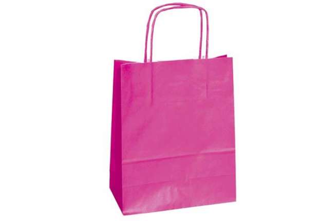 Immagine di Shopper Twisted - maniglie cordino - 45 x 15 x 50 cm - carta kraft - magenta - Mainetti Bags - conf.