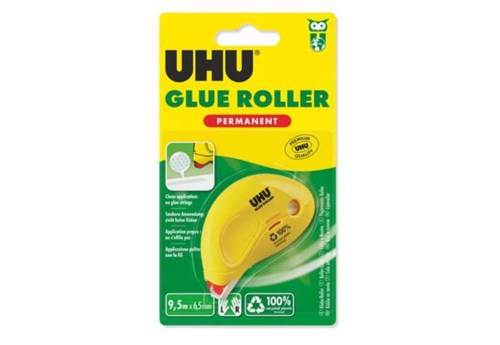 Immagine di Colla a nastro Dry&Clean Roller - permanente - 6,5 mm x 8,5 m - UHU