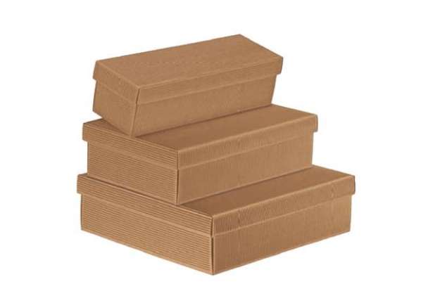 Immagine di Scatola in cartone Onda avana - con coperchio orizzontale - 34 x 18,5 x 9,5cm - Scotton