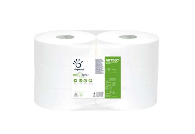 Immagine di Carta igienica Maxi Jumbo Bio Tech - 2 veli - microgoffrata - 16,5 gr - diametro 27 cm - 9,5 cm x 30
