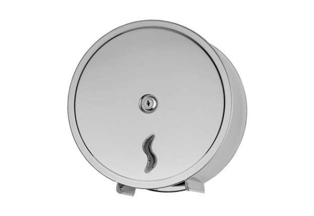 Immagine di Distributore carta igienica Brinox per rotoli Mini Jumbo da 200 mt - 26x12,7x26,5 cm - acciaio inox