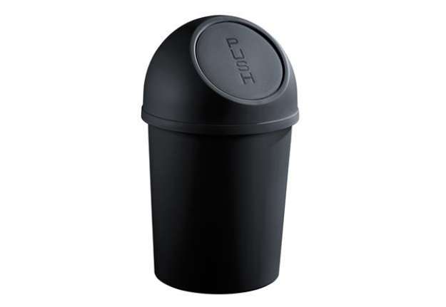 Immagine di Contenitore per rifiuti Push - diametro 31,5 cm - altezza 61,5 cm - 25 L - nero - Helit