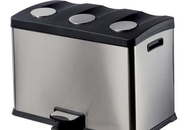 Immagine di Pattumiera a pedale Multiflux - 59,3x38,2x43 cm - 3 secchi da 12 L ciascuno - inox - Medial