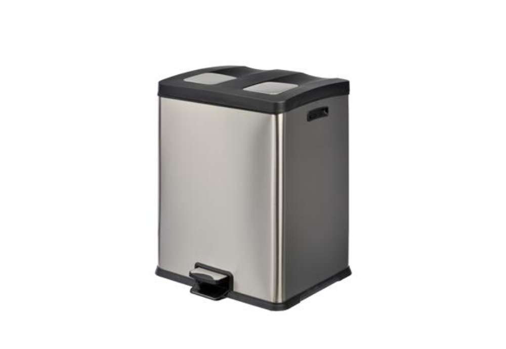 Immagine di Pattumiera a pedale Multiflux - 49,5 × 45,9 × 63,6 cm - 2 secchi da 30 L ciascuno - inox - Medial