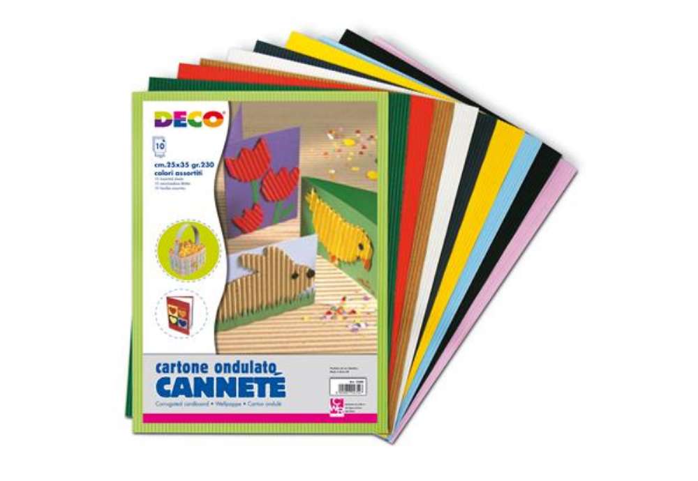 Immagine di Cartoncino ondulato Cannetè 2200 - 25 x 35 cm - 230 gr - colori assortiti - DECO - conf. 10 fogli