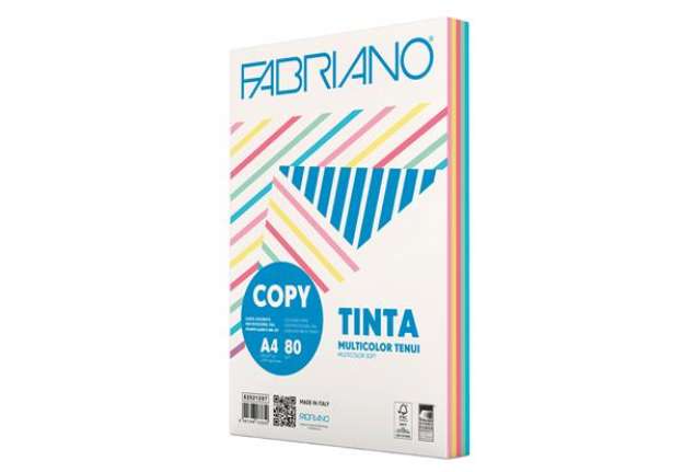 Immagine di FabrianoColore  - A4 - 80 gr - mix 5 colori tenui - Fabriano - conf. 250 fogli