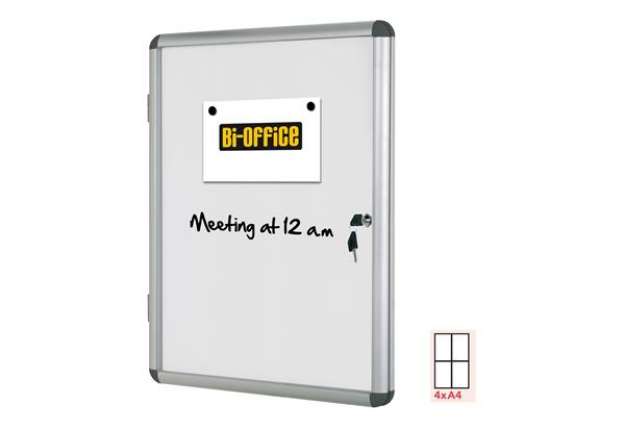 Immagine di Bacheca per interni - fondo bianco magnetico - 4 fogli A4 - verticale - Bi-Office