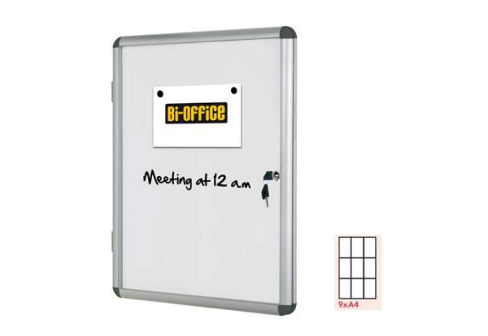 Immagine di Bacheca per interni - fondo bianco magnetico - 9 fogli A4 - verticale - Bi-Office