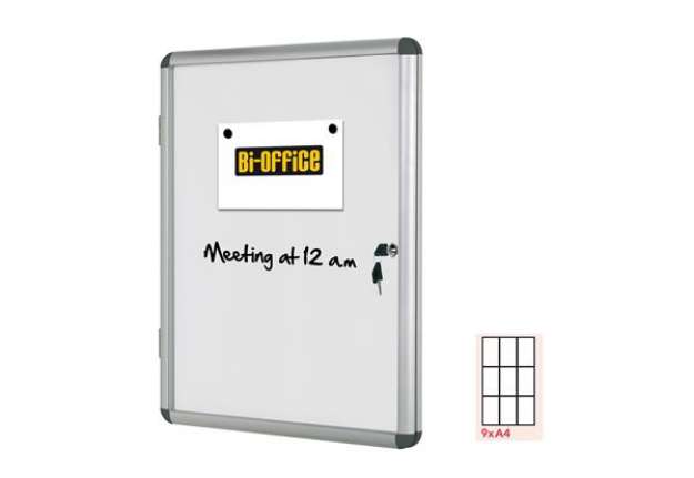 Immagine di Bacheca per interni - fondo bianco magnetico - 9 fogli A4 - verticale - Bi-Office