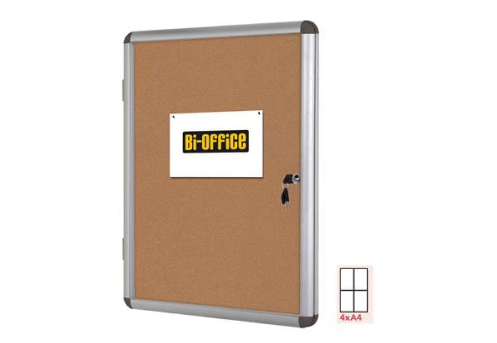 Immagine di Bacheca per interni - fondo in sughero - 4 fogli A4 - verticale - Bi-Office