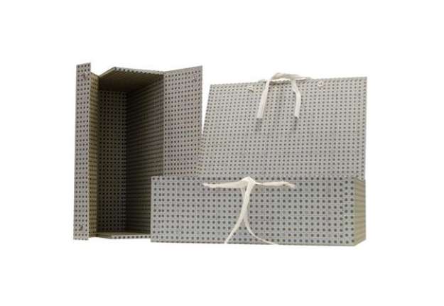 Immagine di Scatola archivio in legno - con fettuccia - 38x27 cm - dorso 12 cm - grigio - Brefiocart