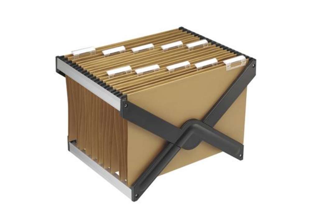 Immagine di Supporto per cartelle sospese Luxor - con 10 cartelle interasse 39 cm - 41 x 27,5 x 32 cm - avana -