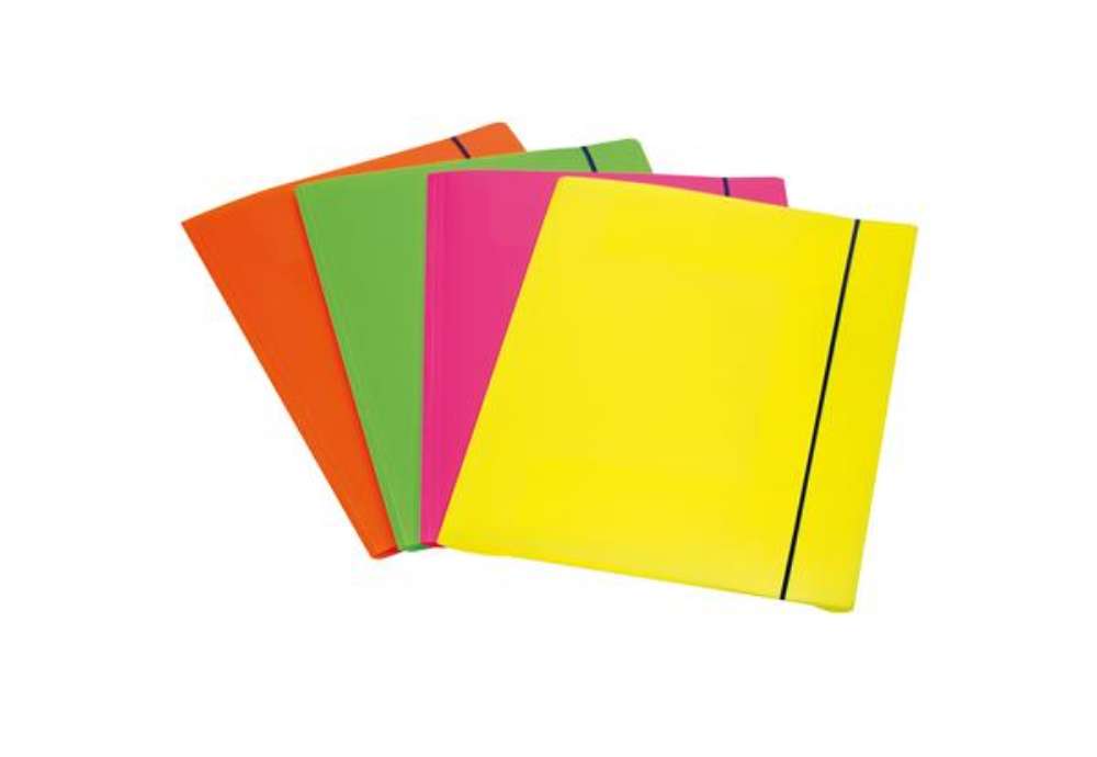 Immagine di Cartella 3 lembi con elastico Shocking File - A4 - dorso 3 cm - PP - colori fluo assortiti - Fellowe