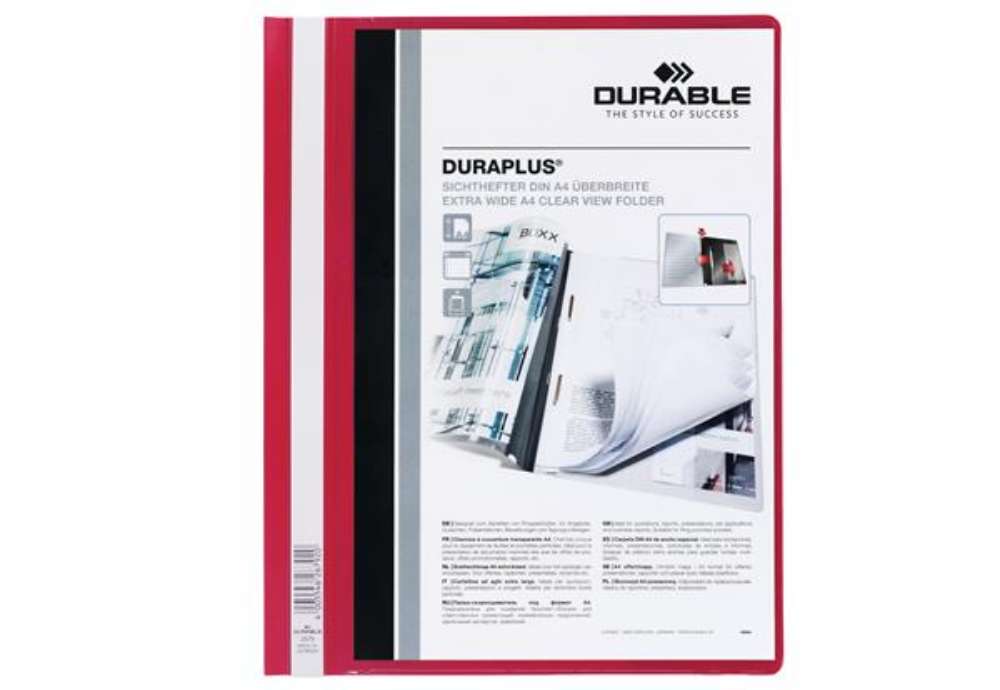 Immagine di Cartellina ad aghi Duraplus - A4 - PP - rosso - Durable