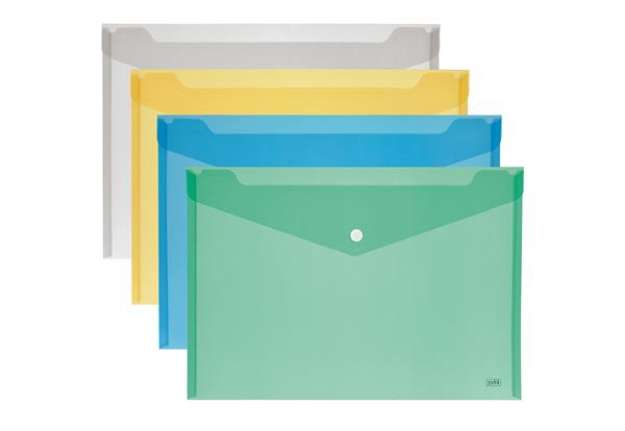 Immagine di Busta con bottone - formato orizzontale - 24x18,5 cm - colori assortiti - Lebez