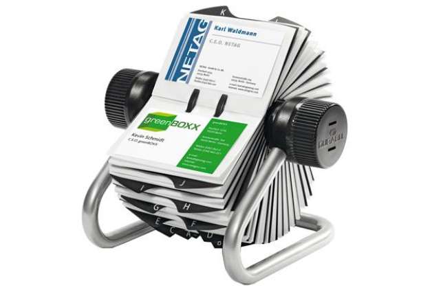 Immagine di Portabiglietti da visita Visifix? Rotary - 400 posti - 19,5x19x12 cm - silver - Durable