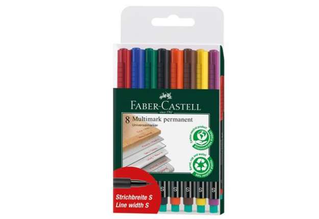 Immagine di Pennarello Multimark universale permanente con gomma - punta superfine 0,4mm - astuccio 8 colori - F