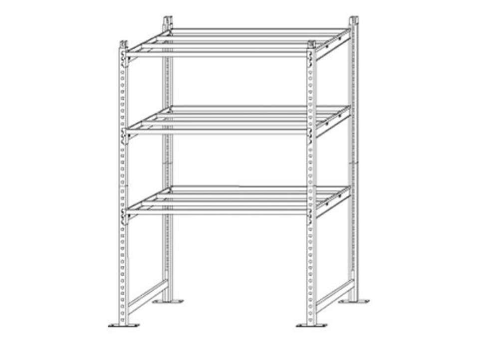 Immagine di Scaffale Rang'Eco300 - modulo base - 3 ripiani - portata ripiano 300 kg - 100 x 60 x 200 cm - acciai
