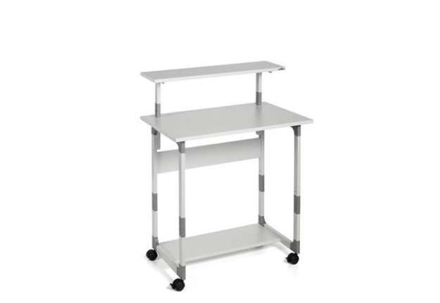Immagine di Pc Workstation System 80 VH - con ruote - 3 ripiani - 80 x 56,4 x 92/122 cm - grigio - Durable