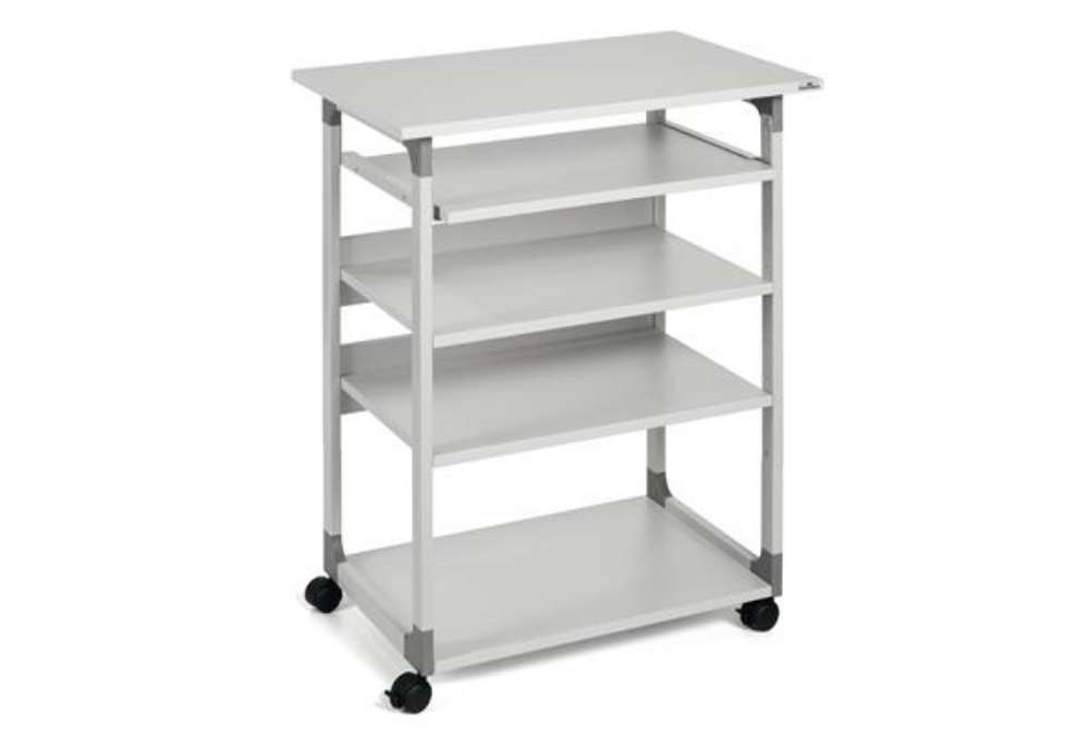 Immagine di Pc Workstation System 75 VH - con ruote - 5 ripiani - 75 x 53,4 x 95/125 cm - grigio - Durable