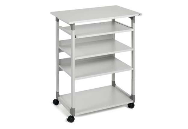 Immagine di Pc Workstation System 75 VH - con ruote - 5 ripiani - 75 x 53,4 x 95/125 cm - grigio - Durable