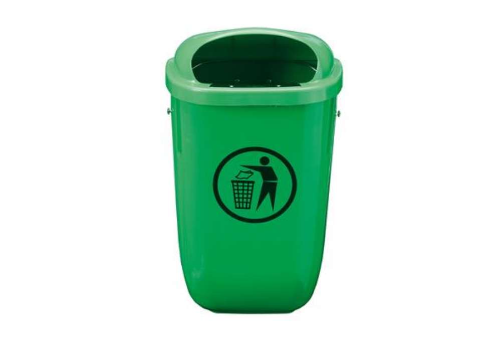 Immagine di Cestino gettacarte Classic - da esterni - 40,4 x 34,8 x 74,5 cm - 50 L - PP - verde - Medial