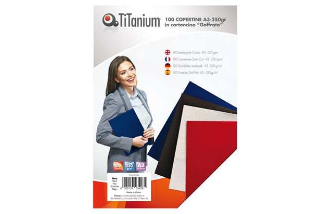 Immagine di Copertine rilegatura - A3 - 250 gr - cartoncino goffrato - nero - Titanium - scatola 100 pezzi