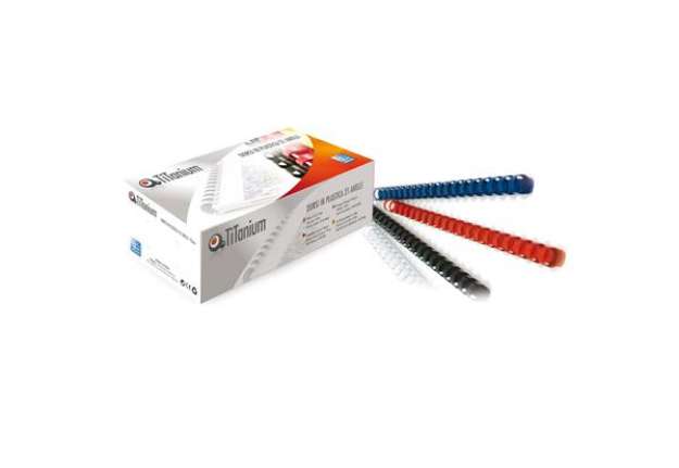 Immagine di Dorsi spirale - 21 anelli - plastica - 22 mm - blu - Titanium - scatola 50 pezzi