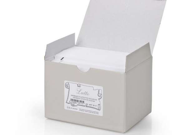 Immagine di Scatola 100 biglietti + 100 buste - Lutto - bianco - 90 x 140 mm - 240gr - Rex Sadoch
