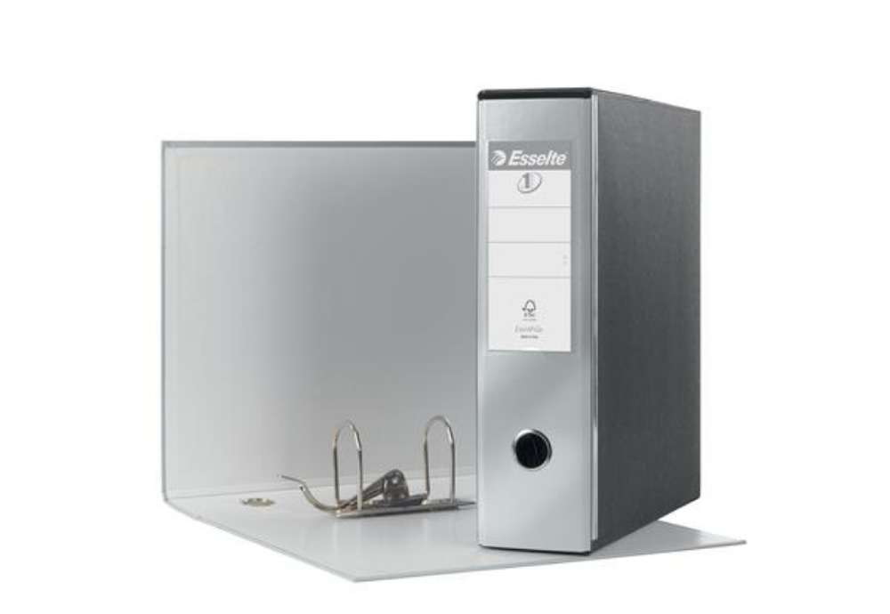 Immagine di Registratore Eurofile G53 - dorso 8 cm - commerciale 23 x 30 cm - grigio metallizzato - Esselte