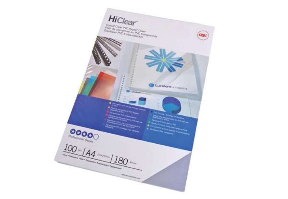 Immagine di Copertine HiClear per rilegatura - A4 - 300 micron - trasparente - GBC - conf. 100 pezzi