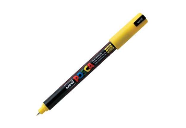 Immagine di Marcatore a base d'acqua Uni Posca Pen PC1M - punta extra fine 0,7mm - giallo  - Uni Mitsubishi