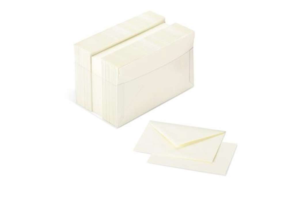 Immagine di Scatola 100 cartoncini (200gr) + 100 buste (90gr) - avorio - formato 4 - Favini